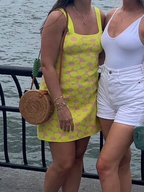 ZARA Yellow Pink Floral Knit Tank Dress